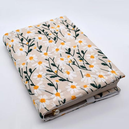 BLBMH 5x8 Book Cover | Handmade Non-Stretch Fabric Sleeve with Bookmark | for Paperback Bible Journal | Privacy Reading Gift for Women - Daisy 2 - color: Daisy 2