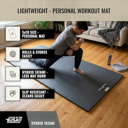 Dollamur 5'x10'x1.25" Jiu-Jitsu Mat, Tatami - color: Charcoal Gray