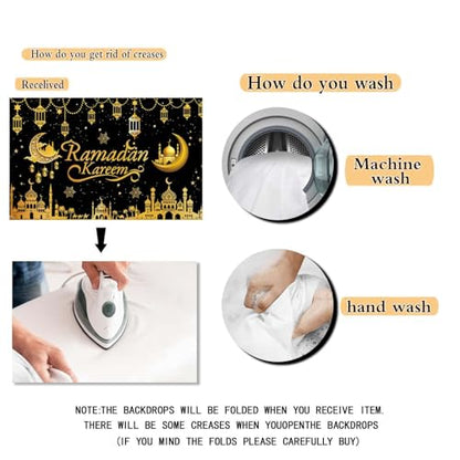 Ramadan Banner Backdrop 71x43inch Ramadan Decorations, Ramada n Decor for Home Office, Islamic Festival Party Supplies with Traditional Moon Star