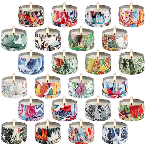 WPONSZU Set 24 Pack Scented Candles Gifts Soy Wax Travel Tin Jar Candles for Home 2.5 OZ jar Candles for Mom for Christmas, Birthday, Thanksgiving, Mother's Day - color: 24multicolour