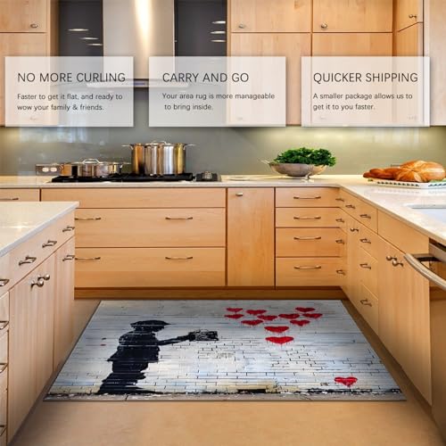 Love Heart Graffiti Rug Washable Rugs for Entryway Living Room Bedroom Boy Childlike Rug & Home Decor Non Slip Soft Low Pile Rug 2'x4' - size: 2'x4'