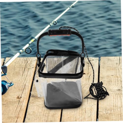 VICASKY Fishing Bucket Thickened Transparent Folding Fish Barrel Lightweight Outdoor Fishing Container with Oxygen Supply Space Saving Design for Easy Portability