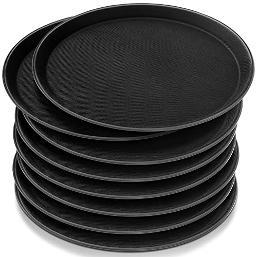 Zopeal 8 Pcs Bar Service Tray Round Plastic Non Slip,14" - size: 14"