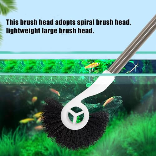 Fish Tank Cleaning Brush Long Handle 55cm, Aquarium Algae Scraper for Glass Tanks and Acrylic Aquariums, Fish Tank Cleaning Tools Glass Cleaner with Spiral Brush Head