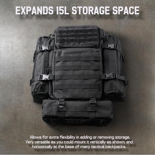 WYNEX Large Molle Pouch, Tactical Molle Bag Vertical Admin Pouch, Modular Utility Pouch Increment Side Pouch for Tactical Backpack Molle Rucksack Attachment, with Shoulder Strap For Use as Sling Bag - color: Black (upgraded) - 2 Packs