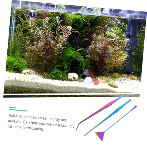 3pcs Aquarium Maintenance Tools Set Stainless Steel Tweezers Spatula Set for Fish Tank Cleaning Aquascaping