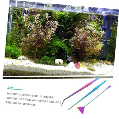 3pcs Aquarium Maintenance Tools Set Stainless Steel Tweezers Spatula Set for Fish Tank Cleaning Aquascaping