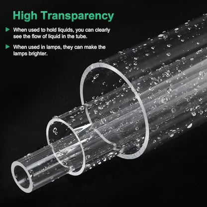 M METERXITY 2-Pack Clear Rigid Acrylic Pipe, 5mm[0.2"] ID x 7mm[0.28"] OD Plastic Round Tube for Water Cooling System/Lamps/Fountains/Aquariums/Display Stand, Acrylic Tubing [305mm/12IN] - size: 5mm ID x 7mm OD
