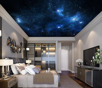 Galaxy Wallpaper Peel and Stick Night Sky Ceiling Self-Adhesive Mural for Living Room Bedroom 137"x100" - color: ZZ-004, size: 137" x 100"