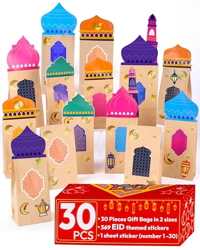 OLEEK eid countdown calendar - eid decorations for home 2026 - eid decorations for table - eid gifts - eids decor - eiid mubarak gift bags for kids - eids gift bags for kid - eids gifts for kid goodie bags
