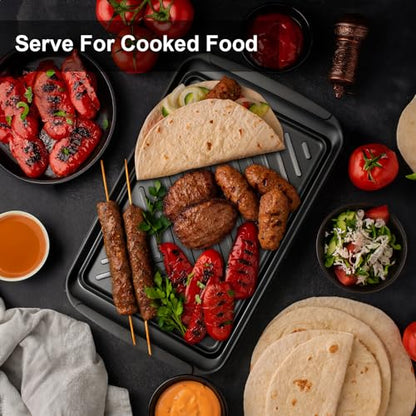 LEHAHA Grilling Prep Trays, Melamine BBQ Prep and Serving Platters and Tray for Outdoor Entertaining, Large Food Serving Trays, Set of 2, 17.2" x 10.5",Great for Grilling Lovers,Black and Red - color: Black and Red
