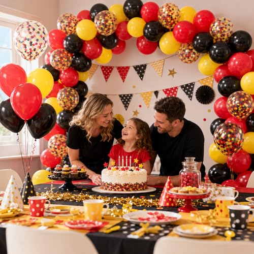 Red Yellow Black Balloons 12 Inch Red Black Yellow Latex Balloons - color: Red Yellow, size: 30PC