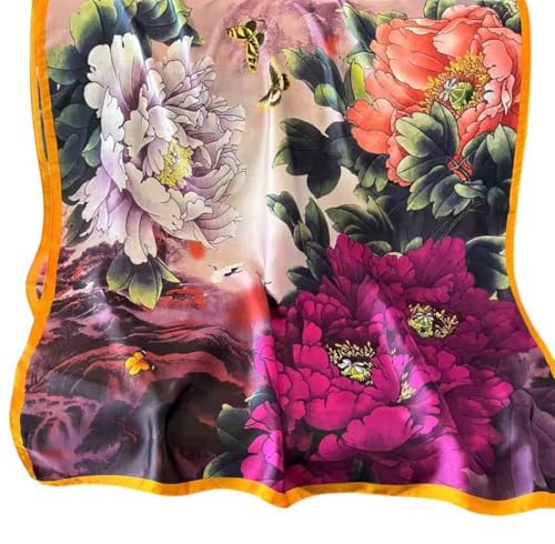 Xyueanlo Scarfs for Women Lightweight Scarves Fashion Print Floral Pattern Head Scarf Wraps Shawls - color: Flower Rose Red