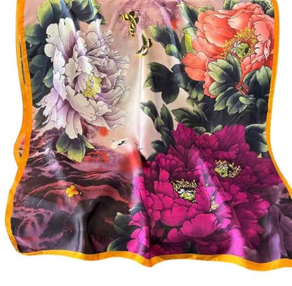 Xyueanlo Scarfs for Women Lightweight Scarves Fashion Print Floral Pattern Head Scarf Wraps Shawls - color: Flower Rose Red