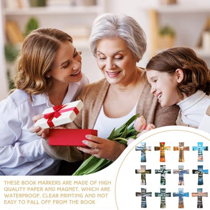 Resurhang 48 Pcs Magnetic Bookmarks Christian Cross Magnetic Page Markers Religious Bible Verses Bookmarks for Mother's Day Women Student Church Study Group Graduation Coworker Team (Landscape) - style: Landscape