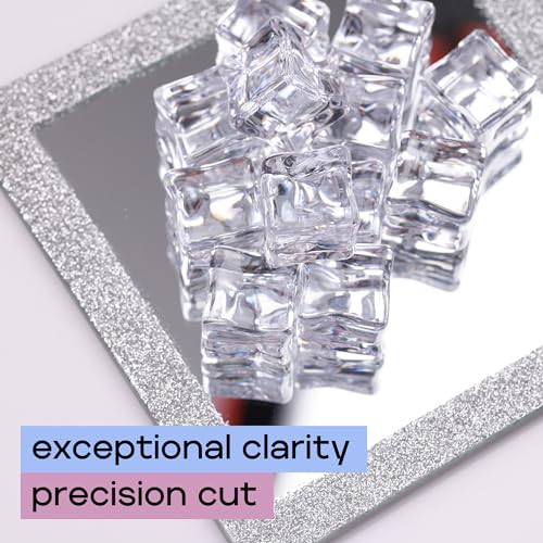 Acrylic Cubes - Gemstones and Crystals - Bag of 39 pcs Vase Filler Jewels for Crafts - Fish Tank Rocks - Sensory Bin Filler Gems for Crafting - Fake Ice Cubes - Clear - color: Clear Cubes