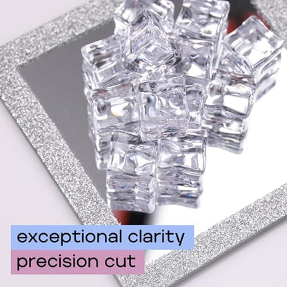 Acrylic Cubes - Gemstones and Crystals - Bag of 39 pcs Vase Filler Jewels for Crafts - Fish Tank Rocks - Sensory Bin Filler Gems for Crafting - Fake Ice Cubes - Clear - color: Clear Cubes