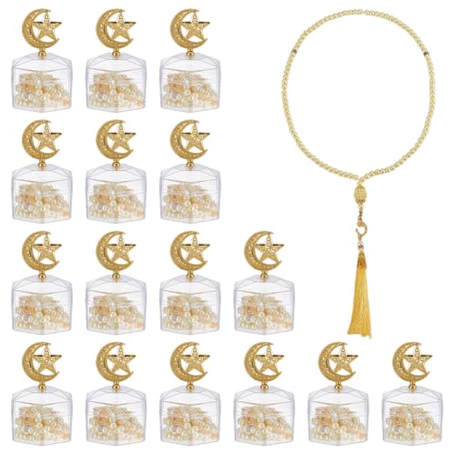 16Pcs Muslim Tasbih Beads with Boxes Counting Beads Eid Mubarak Party Favors Gifts Islamic Party Supplies for Jewelry Favors Ramadan Wedding Islamic Festival Birthday Gifts