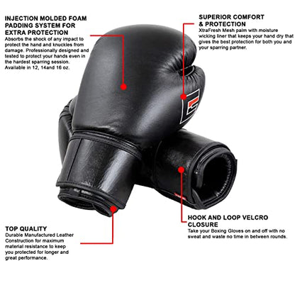 Combat Corner Elite Boxing Gloves Leather for Men and Women - Kickboxing, MMA, Muay Thai Sparring Training Gloves - size: 16 oz.