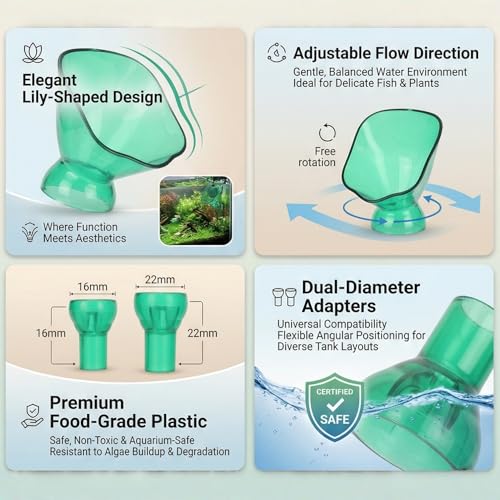HEEPDD Aquarium Lily Pipe Outflow, Fish Tank Filter Water Outflow for Aquarium Planted Tank Aquascaping Filter