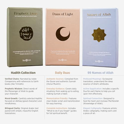 99 Names of Allah Reflection Cards with Wooden Stand - Asma al-Husna Daily Remembrance Set - Islamic Names of God Meanings & Benefits - Spiritual Muslim Decor & Eid Gift - 100 Premium Cards - style: 99 Names of Allah (Asma al-Husna)