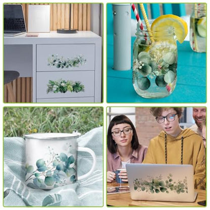 arricraft 10 Sheets Olive Leaves Theme UV DTF Cup Wrap for 16OZ Glass, Grassy Clumps Rub on Decals PVC Transfer Stickers for DIY Cups Window Home Printing Decoration 24x11cm/9.4x4.3inch - style: Olive Leaves Theme