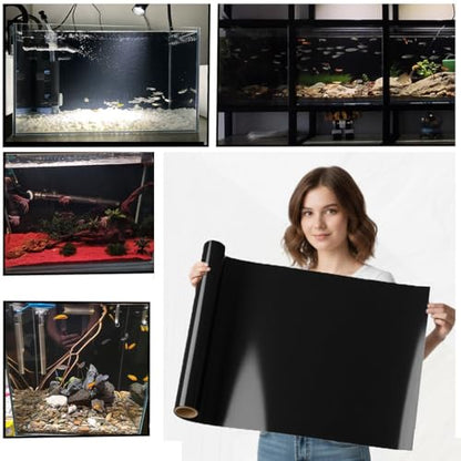Aquarium Background Static Cling Black Fish Tank Sticker 79 x 19.6 inches | Easy Install for Glass Tanks, No Residue, Reusable - color: Black, size: 79 x 19.6 inches