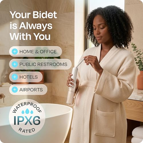 Portable Electric Bidet for Travel - Portable Bidet Rechargeable Handheld Sprayer with 3 High Pressure Modes, USB-C, Adjustable Nozzle & Extra Clean Kit, IPX6 Waterproof Peri Bottle (White) - color: White