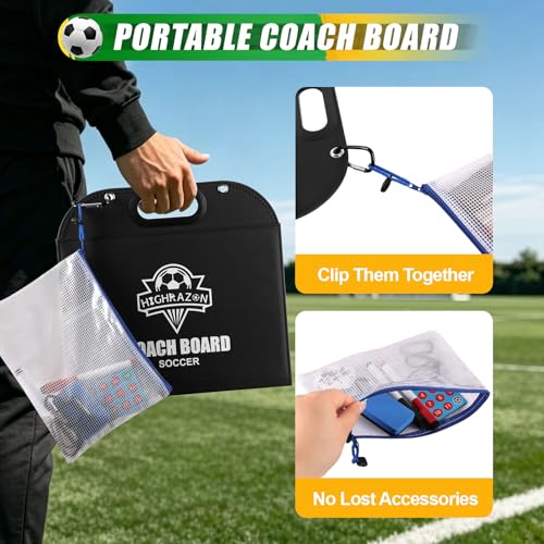 Magnetic Coaching Board – Foldable Dugout Display with Carry Handle, Leather-Covered Double-Sided Strategy & Lineup Planner for Baseball, Softball and Soccer - style: Soccer
