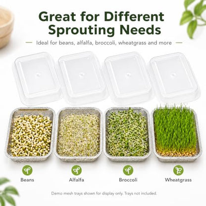 Acrylic Lids for Microgreens Growing Trays 2-Tier 10.4 Inch | Clear Replacement Covers for Seed Germination and Sprout Growing, Helps Retain Humidity; Trays Not Included - size: 10.7"L × 7.87"W × 2.17"H Lid