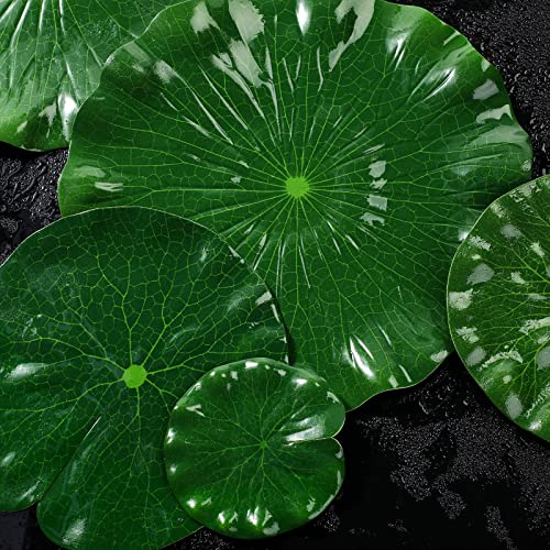 24 Pieces 4 Sizes Artificial Floating Foam Lotus Leaves Water Lily Pads Ornaments Artificial Foliage Pond Decor for Patio Fish Pond Pool Aquarium Home Garden Wedding Party Decoration