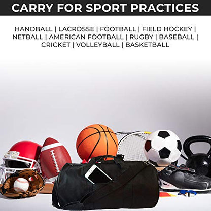 Impecgear Round Duffel Team Sports Equipment Bags, Travel Gym Fitness Bag. - color: Black