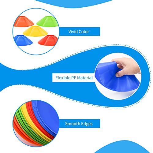 25/50/100pcs Disc Cones, Agility Soccer Cones with Carry Bag and Holder, Soccer Cones for Sports Training, Football, Soccer, Basketball, Coaching, Practice Equipment, 5 Color - color: C-200 Pack