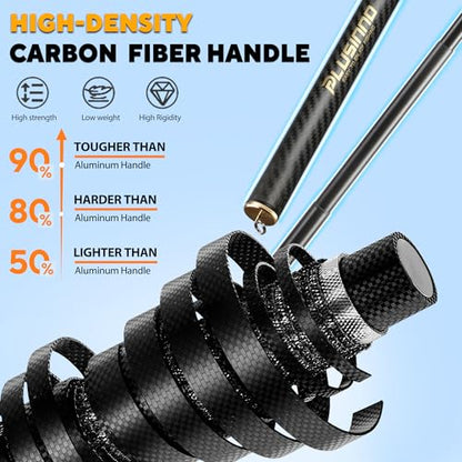PLUSINNO Floating Fishing Net with Telescoping Handle, Carbon Fiber Ultralight Long Fish Net, Collapsible Landing Net 6.56/7.86Ft, Fishing Gear Kayak Accessories for Bass Trout Salmon - style: 6.56 Ft / 2.0m Full Length