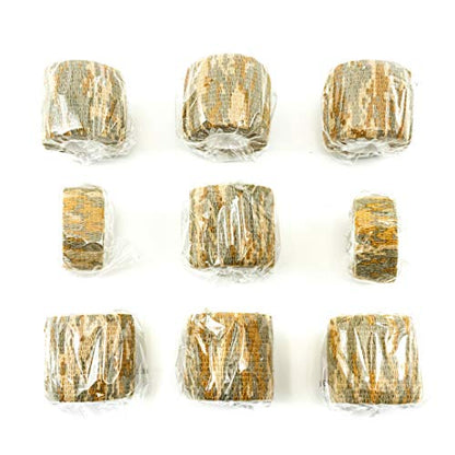 FRESINIDER 9 Rolls Self Adhesive Wrap Athletic Tape Gauze, Breathable Elastic Cohesive Bandage for Sports Injury & Pet (7 Pcs 2" x 5 Yards + 2 Pcs 1" X 5 Yards) (Digital Desert Camo) - color: Digital Desert Camo