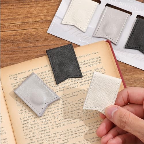 3PCS Magnetic Leather Bookmarks，Book Marks for Books, Strong Magnet Reading Accessories for Men & Women，Long-Lasting and Durable Gift Suitable for Book Lovers & Students (Black, Silver, White) - style: Silver Ink