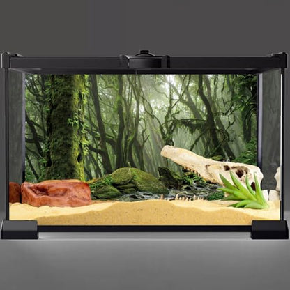 Forest Green Tree Terrarium Backdrop Reptile Habitat Background 48x18 in | AWERT Tropical Foggy Rainforest Stream Aquarium Durable Polyester Background - size: 48 x 18 inches