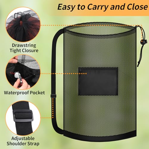 Extra Large Mesh Ball Bag, Heavy Duty Drawstring Storage Bag, 24" x 36" Hold 8-10 Soccer Basketball Volleyball Football, Sports Equipment Sack Net Bags with Shoulder Strap and Pocket for Coaches