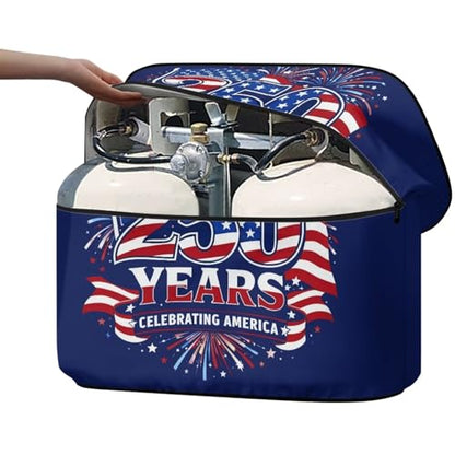 Howilath Celebrating Ameria 30Lb Dual Propane Tank Cover Heavy Duty 250Th Anniversary Gas Cylinder Cover All Weather Protection Trailer Accessories - color: 250Th Anniversary Celebrating Ameria, size: Medium(Double 30LB)
