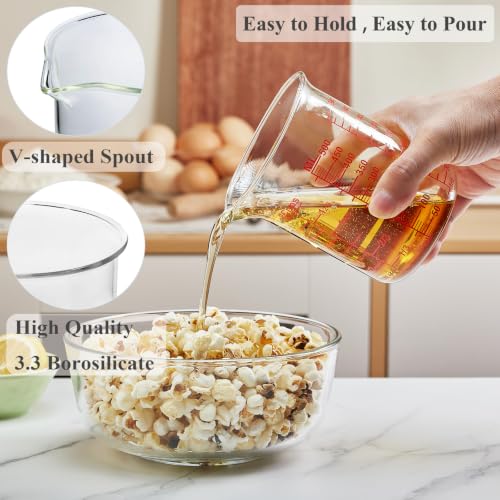 Ackers BORO3.3 High Borosilicate Glass Measuring Cup, Handleless Beaker with V-Shaped Spout, 500 ml (16 oz, 2 Cup) - size: 2Cup,500ML