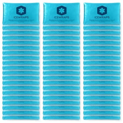 ICEWRAPS Reusable Ice Packs Compact 3 x 5 in, Soft Cooling, Pack of 60 | Hot or Cold Use, Puncture Resistant, Ice Pack for Everyday Comfort, Multi Use Gel Design, FSA-HSA Eligible - size: 60 Packs
