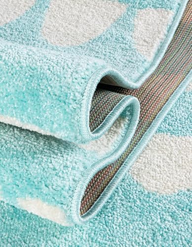 Rugs.com Whimsy Kids Collection Rug – 6 Ft Runner Clear Blue Medium-Pile Rug Perfect for Hallways, Entryways - color: Clear Blue, size: 2' x 6' Runner