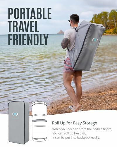 ZLX 11'6"x35" Ultra Wide Inflatable Stand Up Paddle Board | Stable Non-Slip Deck Pad, Unique Fin System, Premium SUP Accessories & Backpack - Upgraded Pump for Adults, All Skill Levels - color: Brown Wood Seat