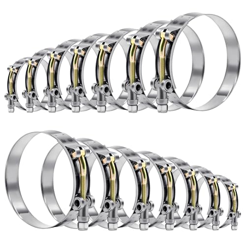 14 Pcs 7 Sizes T-Bolt Hose Clamps, 304 Stainless Steel Turbo Intake Intercooler Clamp,Working Range 32-91mm for 1-3" Hose ID, Radiator Hose Clamps Assortment Set - size: 14PCS KIT-7 SIZES