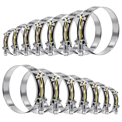 14 Pcs 7 Sizes T-Bolt Hose Clamps, 304 Stainless Steel Turbo Intake Intercooler Clamp,Working Range 32-91mm for 1-3" Hose ID, Radiator Hose Clamps Assortment Set - size: 14PCS KIT-7 SIZES