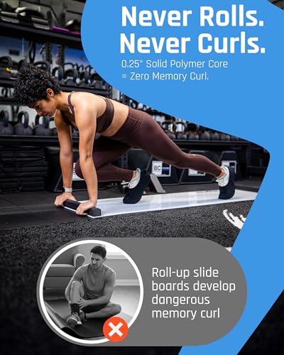 6ft & 5ft Slide Board for Exercise - Solid One-Piece Hockey Slide Board with Booties & Polish - Indoor Skating Trainer for Rehab, Mobility, Conditioning & Home Workouts - Non-Slip Grip Pads