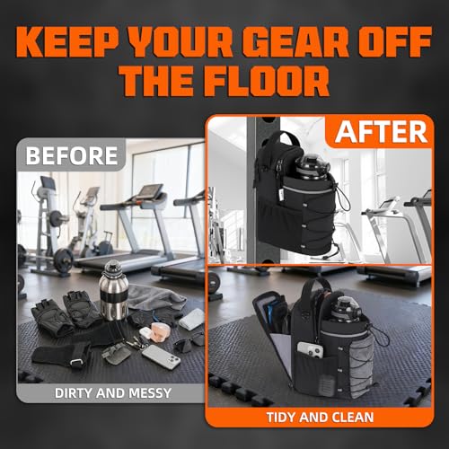 Magnetic Gym Bag with Storage Pockets & Bottle Holder, Lightweight Sports Organizer with Detachable Shoulder Strap, Fitness Bag for Gym, Training, Travel & Home Gym, Durable Strong Magnets Design