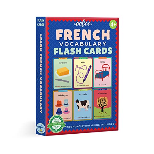 eeBoo: French Vocabulary Flash Cards, Learn French, Imaginative Problem Solving, Educational Games that Cultivates Conversation, Socialization, and Skill-Building, Perfect for Ages 4 and up - style: French