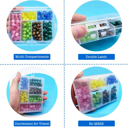 TeTeBak Plastic Organizer Box with Dividers - 2 PCS Small Plastic Container with Compartments, 6 Compartment Storage Box, Travel Organizer, Craft & Jewelry Storage - style: 6-GRIDS