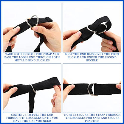 6 Pcs Yoga Strap for Stretching 8 ft Yoga Exercise Adjustable Straps Bands with Safe D Ring Buckle for Pilates, Gym Workouts, Fitness, Physical Exercise, Dance, Improve Flexibility - color: Black